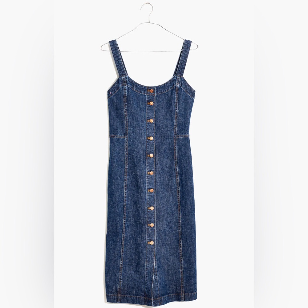 Madewell Denim Button-Front Tank Dress Hensley Wash Size 00